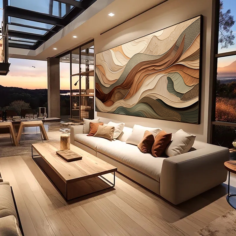 Quadro Decorativo Abstrato Marrom Moderno Para Sal