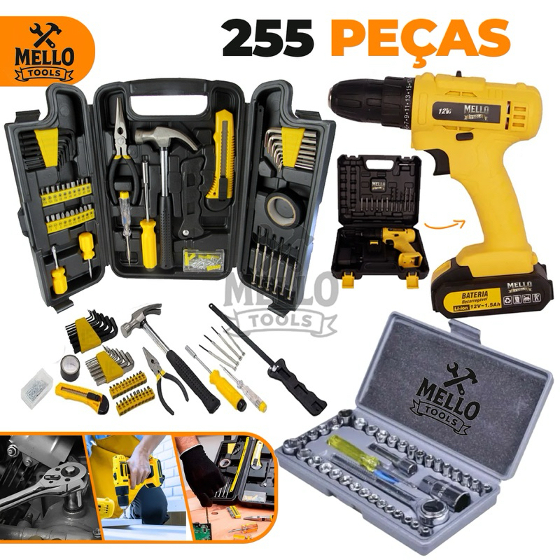 Jogo de Ferramentas 255 Peças com Maleta Completa