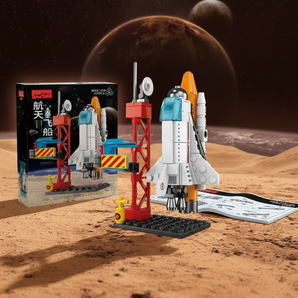 Blocos de Montar Espacial Foguete Brinquedo Ônibu