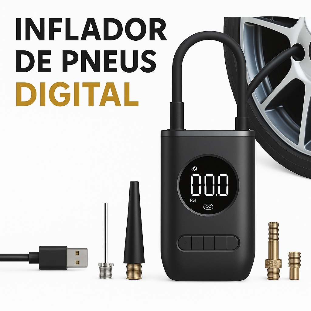 Compressor de Ar Portátil Digital Inflador Elétr