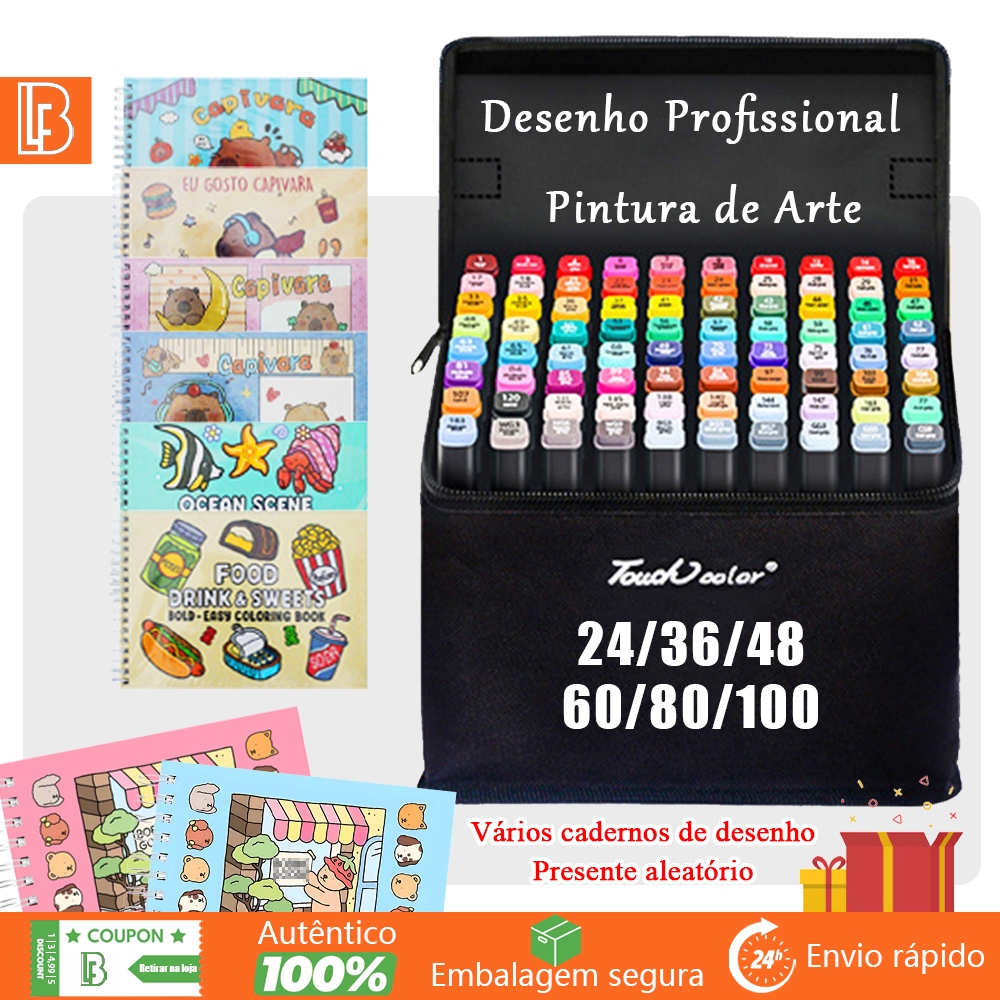 Kit Livro De Colorir Capa Dura 50 Páginas + 24/36