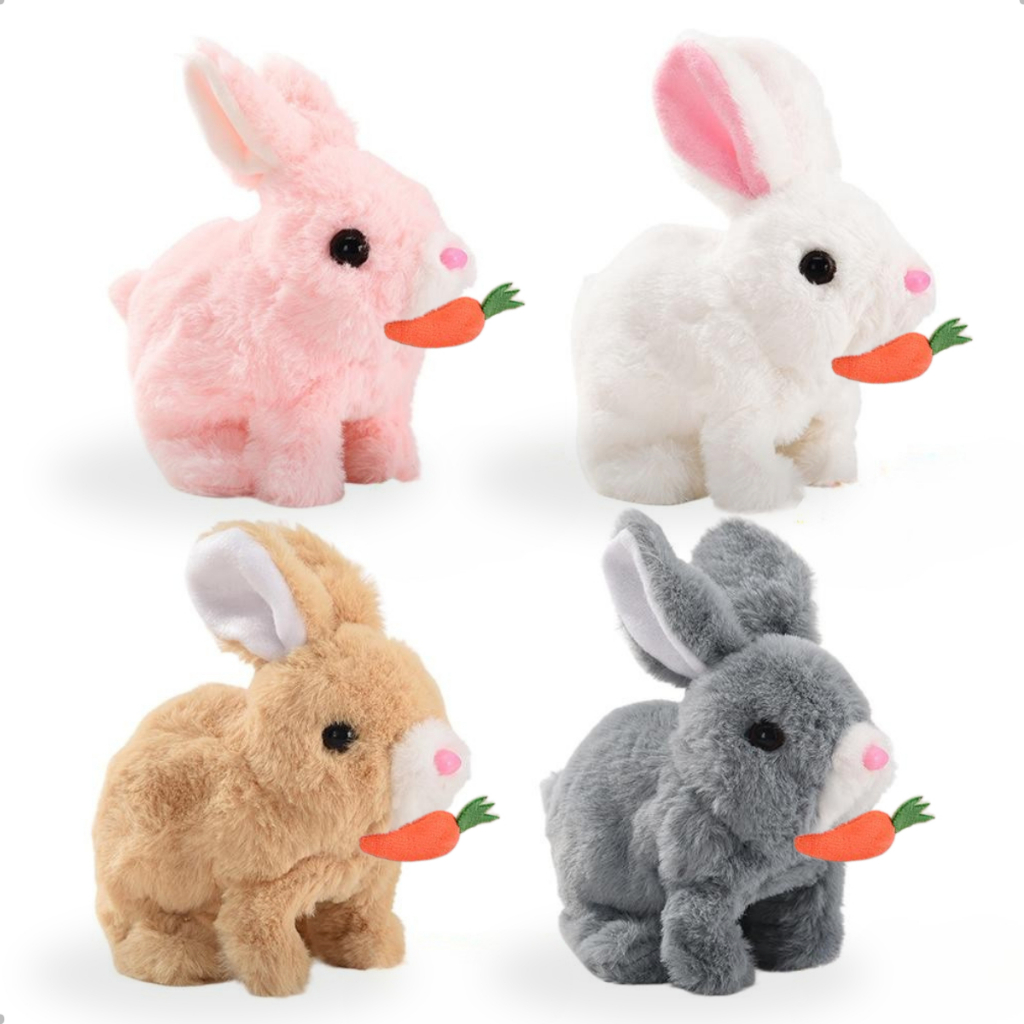 Coelhinho Pelúcia Páscoa Anda Emite Som Brinqued