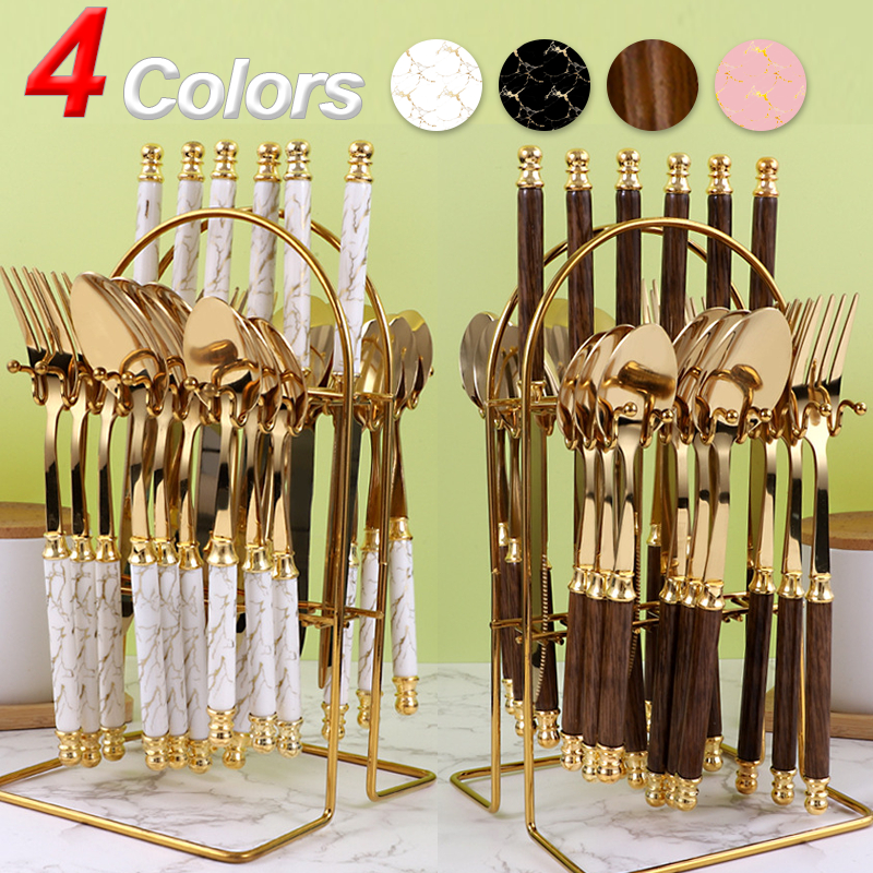 Novas chegadasKit 24 talheres de aço inoxidável 