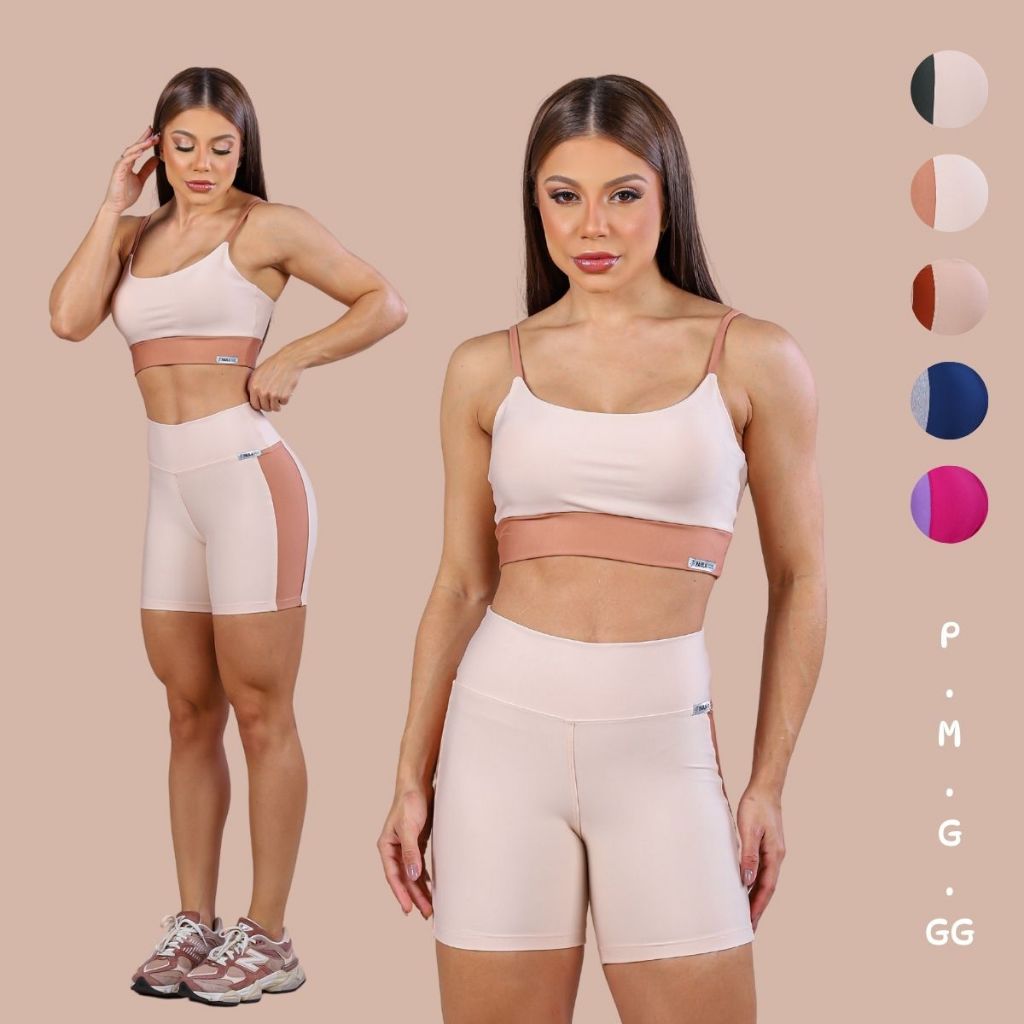 Conjunto Fitness Feminino com Top e Shorts Cós Al