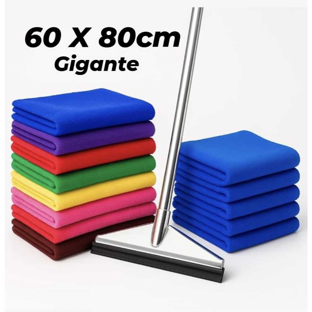 Pano de Chão Microfibra Grande kit 3 Unid. 80x60c