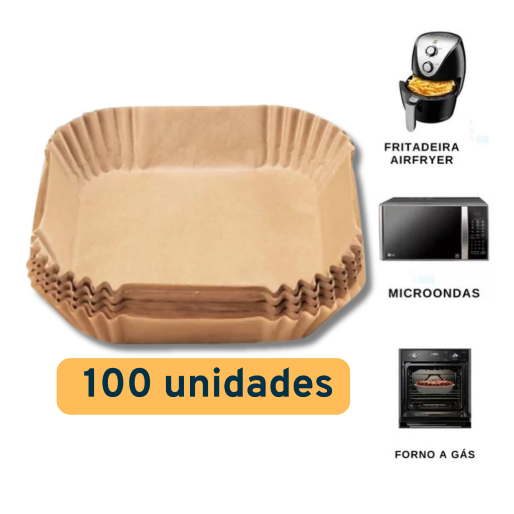 Kit 100 forma de airfryer descartavel antiaderente