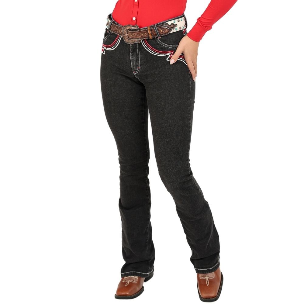 Calça Jeans Brilho Feminina Bordada Bill Way