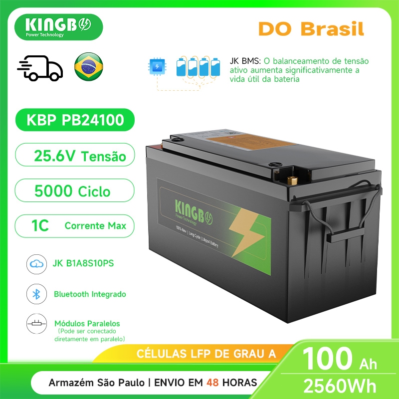 Kingbo Power 24V 100Ah Bateria Lifepo4 25.6V com B