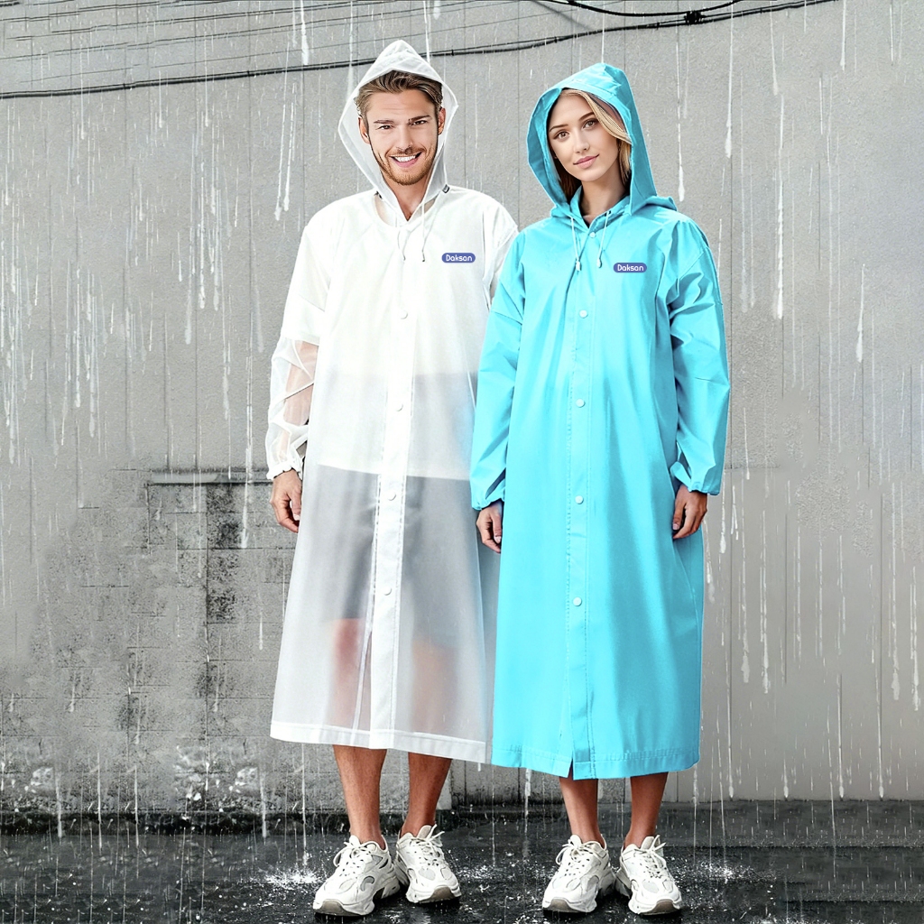 2PCS EVA capa de chuva Unisex com capuz  e comprid
