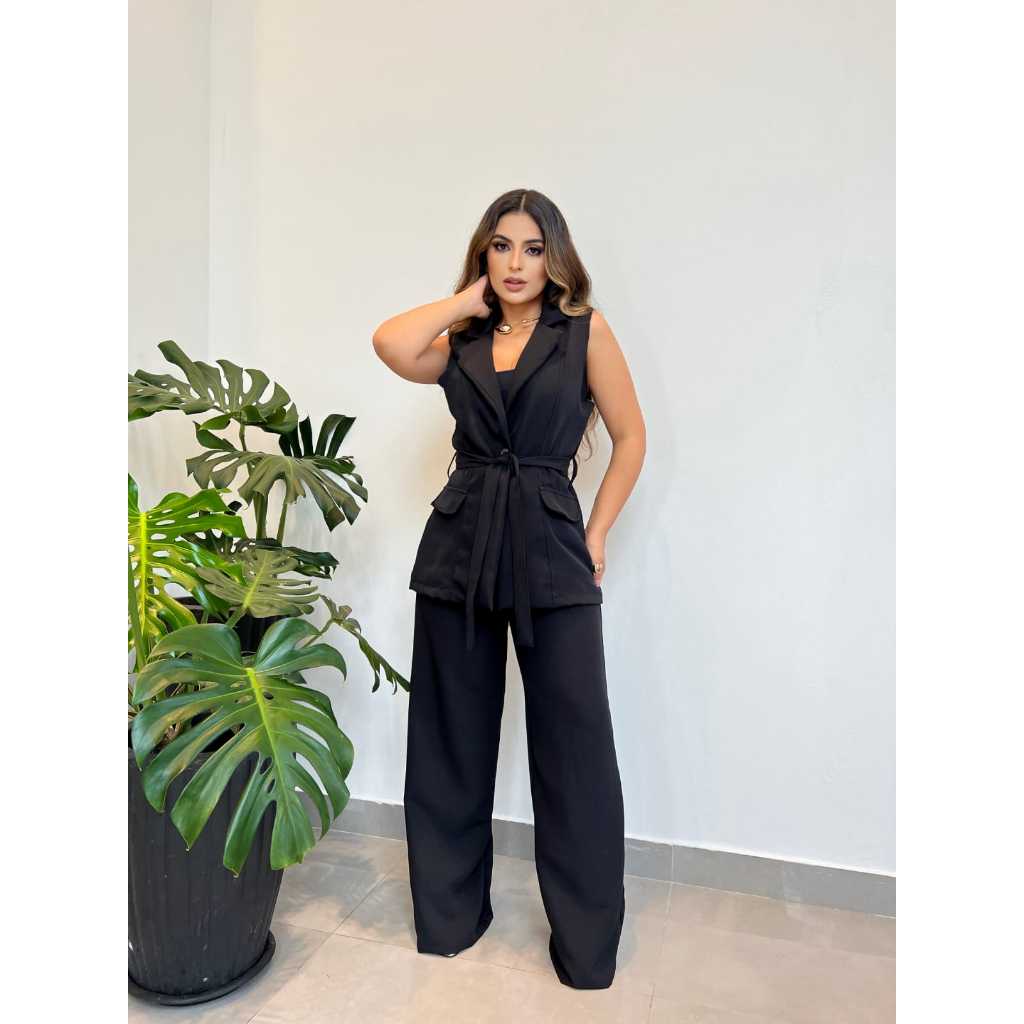 Conjunto alfaiateria colete e pantalona longo  est