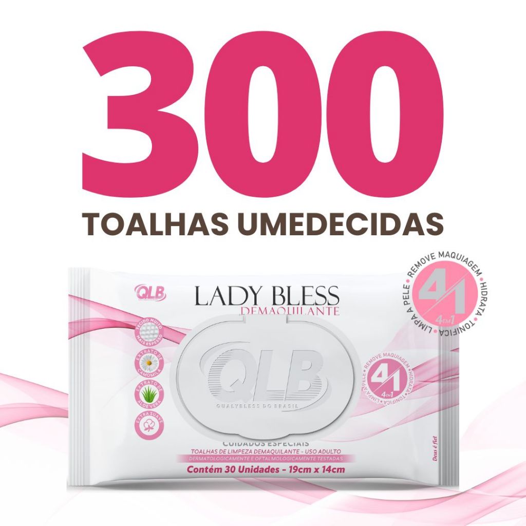 Kit com 10 Lenços/Toalhas Demaquilantes Lady Bles