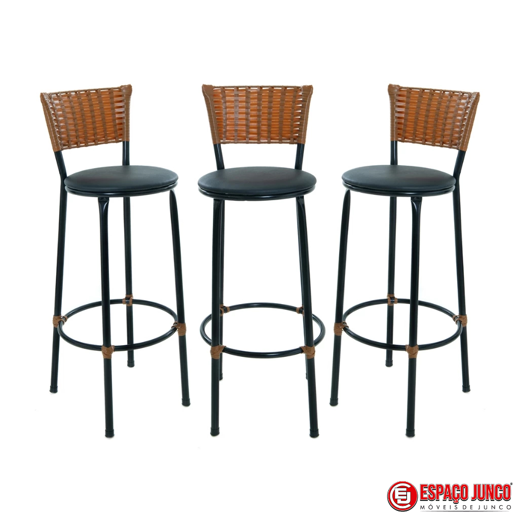 JOGO DE 3 BANQUETAS ALTA DE COZINHA AREA GOURMET M