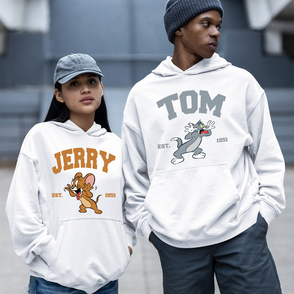 Kit Casal Blusa Moletom Tom e Jerry Canguru Femini