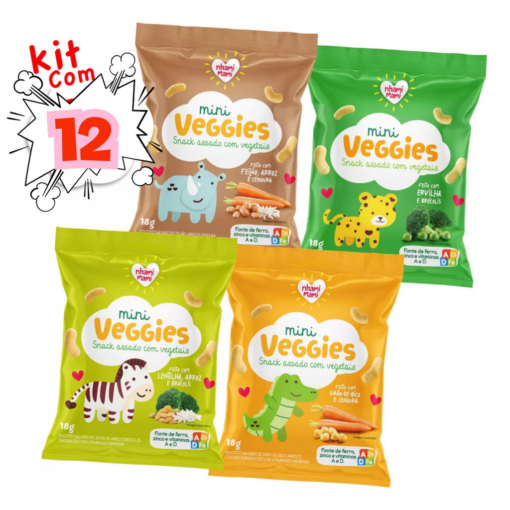Kit 12 Und Mini Veggie Snack Integral Todos Os Sab