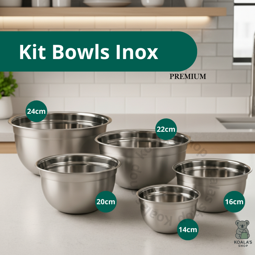 Conjunto Bowl Inox Kit Peças Tigela Inox Empilhá