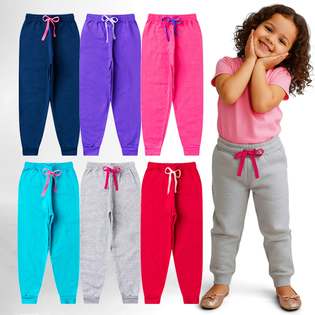 3 ou 5 Calças Moletom Infantil Menina Inverno Pel