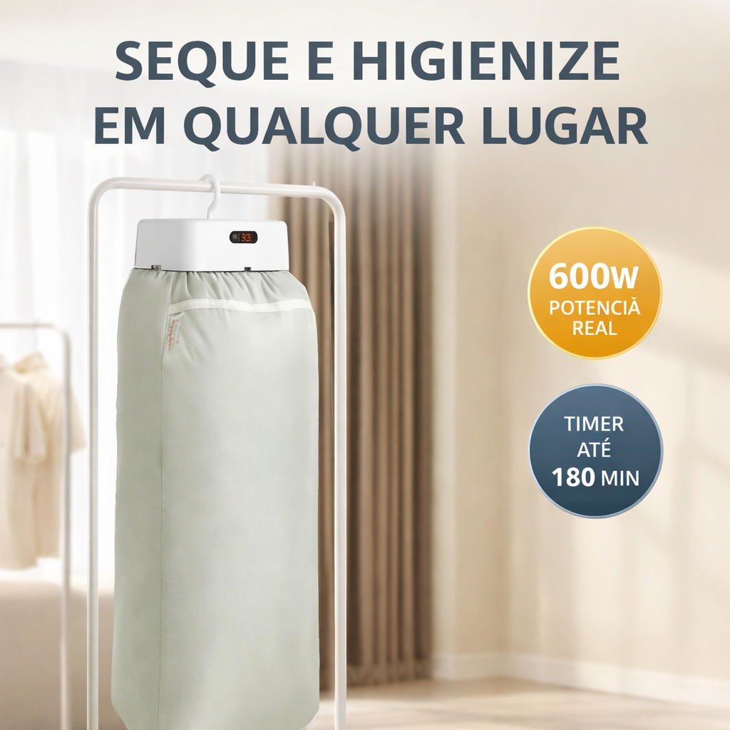 Secador de Roupas Portátil 600W 10KG Secagem Ráp