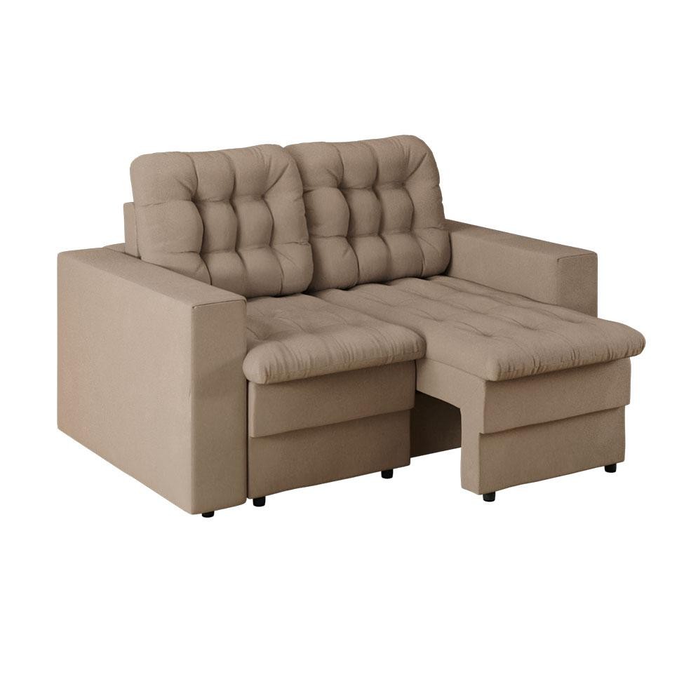 Sofá 2 Lugares Retrátil Lubeck Plush Suede Bege 