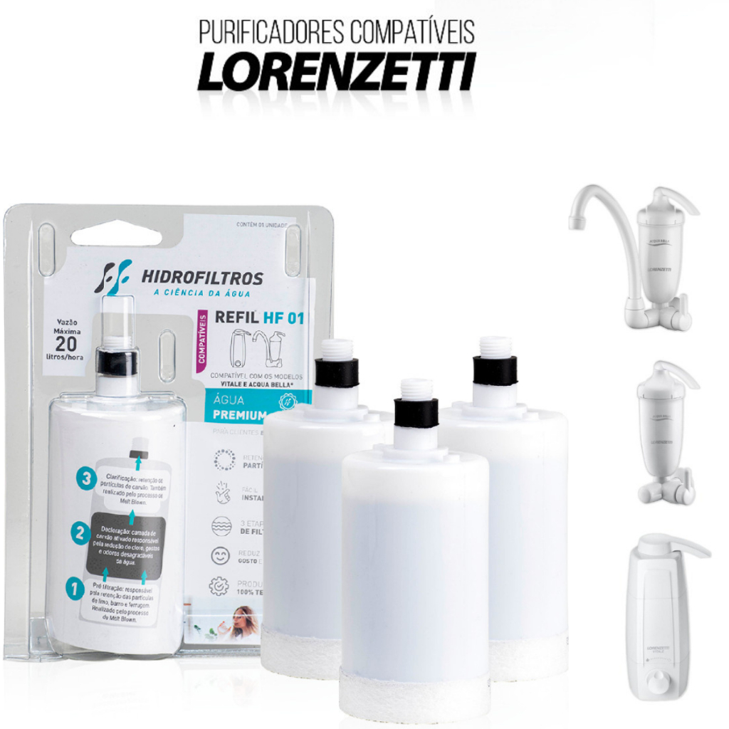 Kit 1, 2 ou 3 Refil Filtro Acqua Bella e Vitale Co