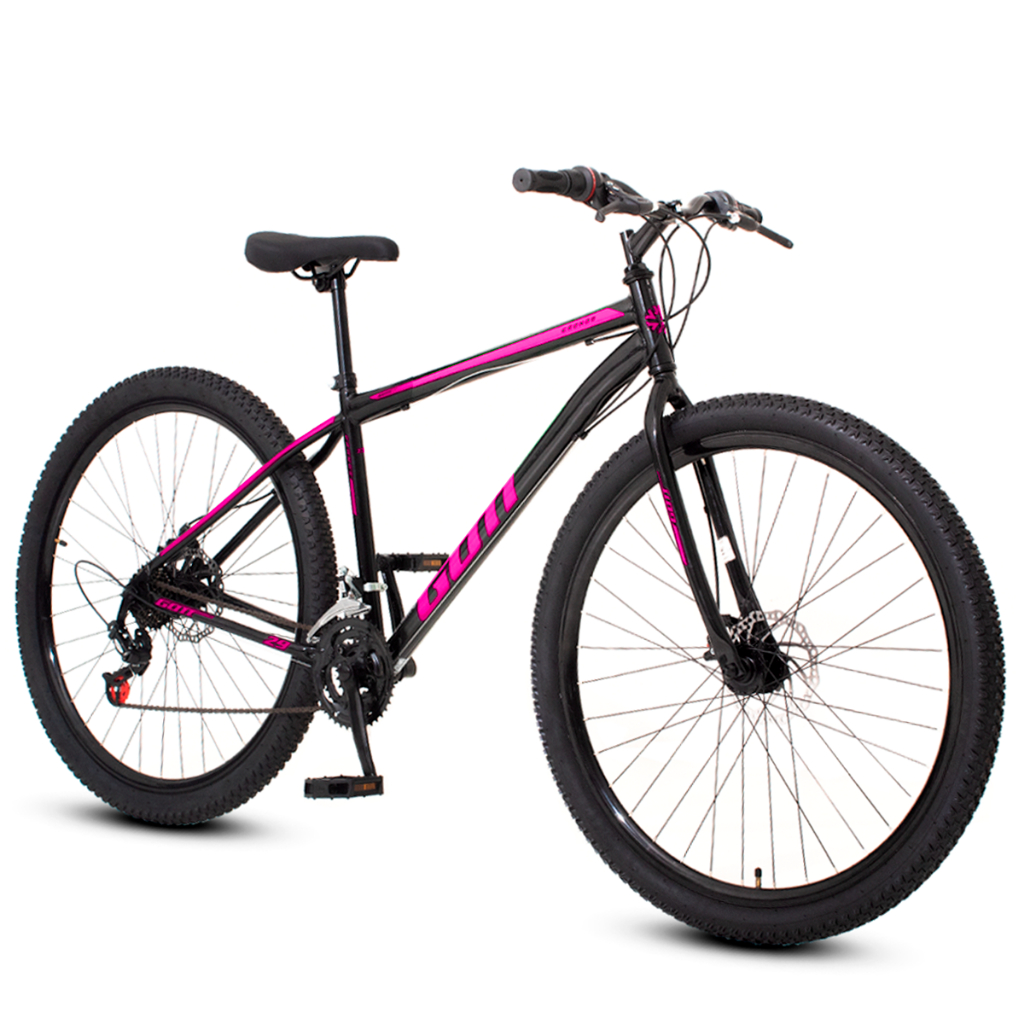 Bicicleta aro 29 Aço Carbono Preto e Rosa Gott Cr