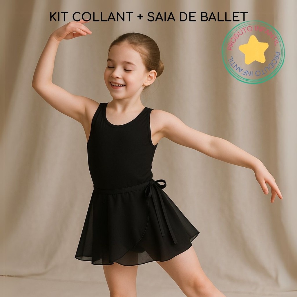 Kit Body Collant e Saia de Ballet Infantil