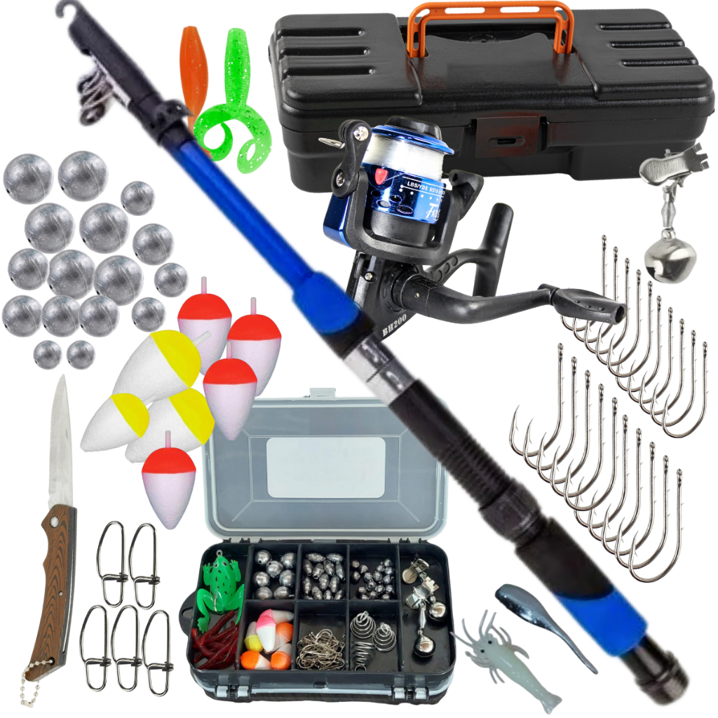 KIT PESCA COMPLETO 1 VARA 1 MOLINETE MALETA ACESSO