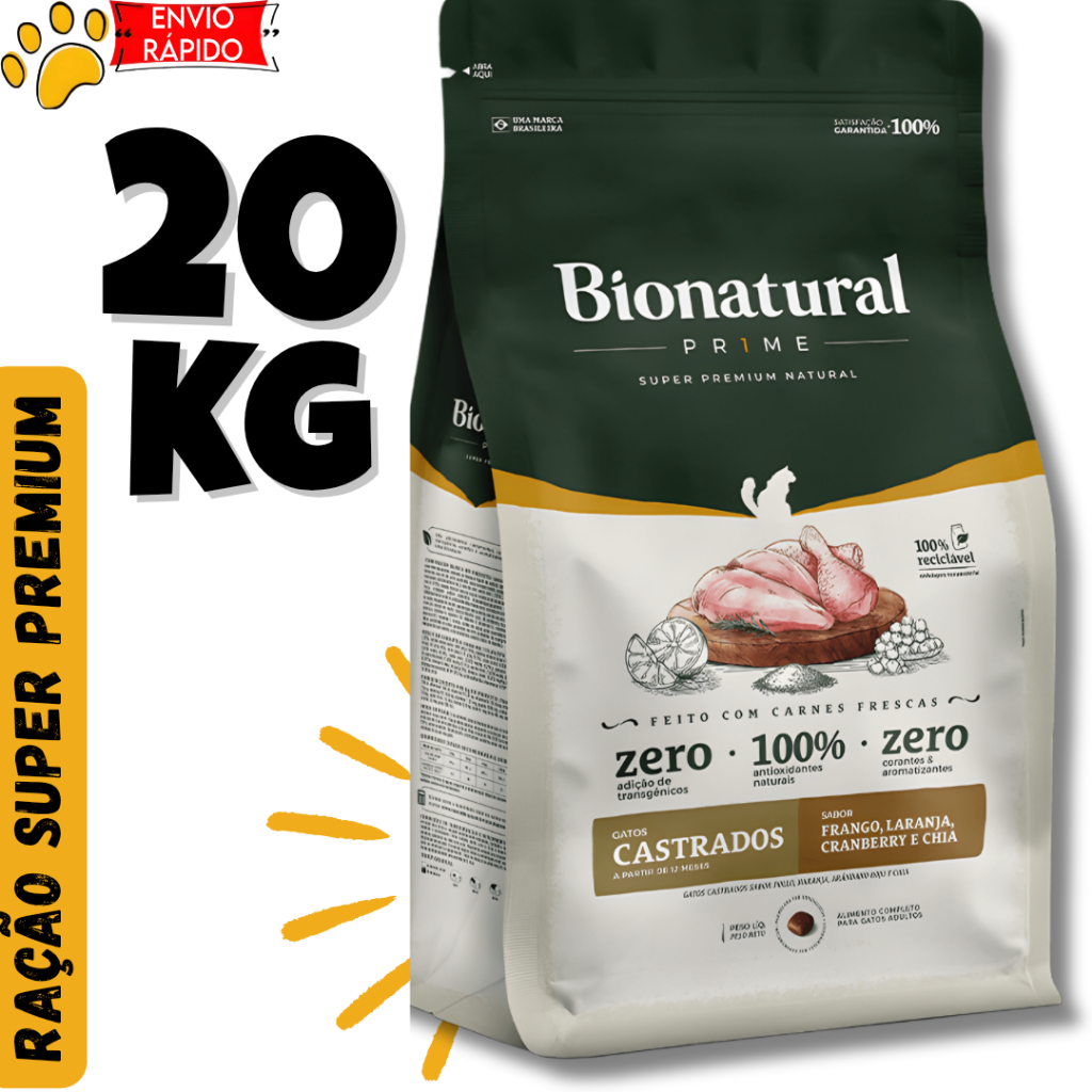 Ração Super Premium Bionatural para Gatos Castra
