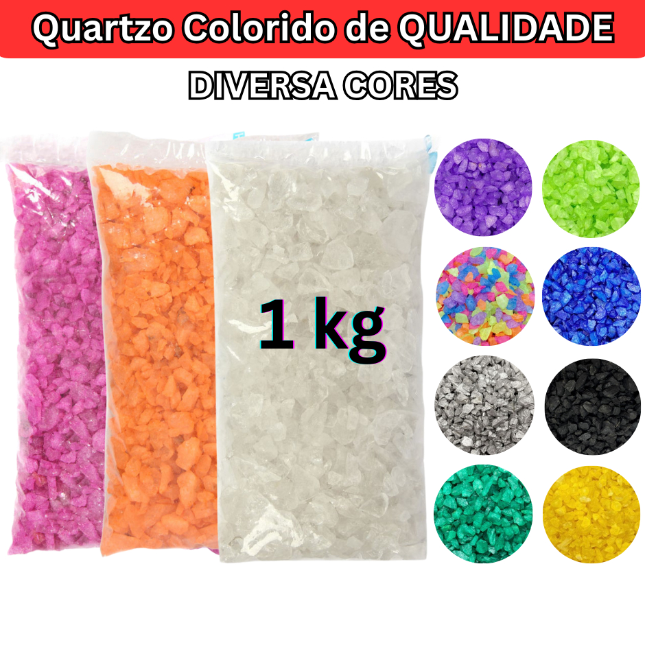 Cascalho Quartzo Colorido Para Decoração Aquári