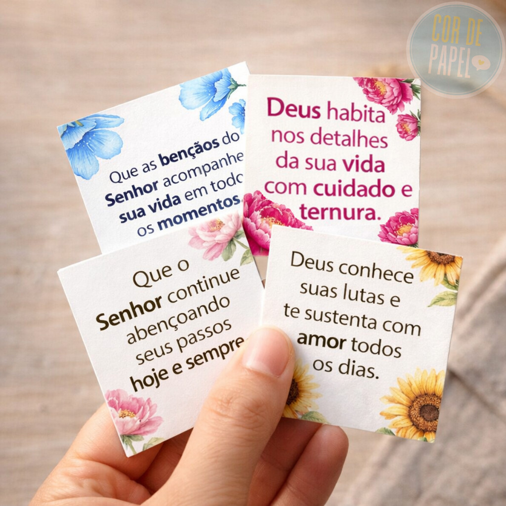 Kit Mini Cartões de com Girasol e Flores Delicada