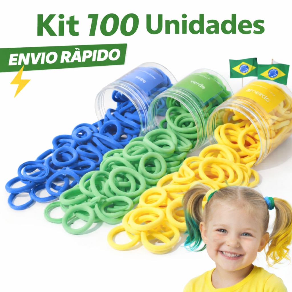 Kit 100 Xuxinhas de Cabelo Elásticos Coloridos Re