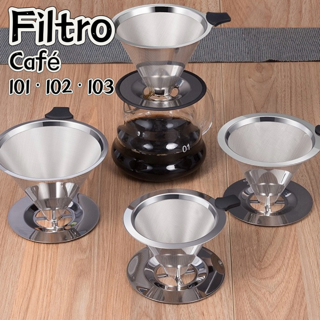 Coador de Café Aço Inox P/M/G Reutilizável Filt