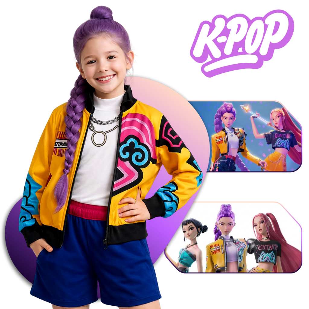 Fantasia Guerreiras Kpop Festa Pop Infantil Dança