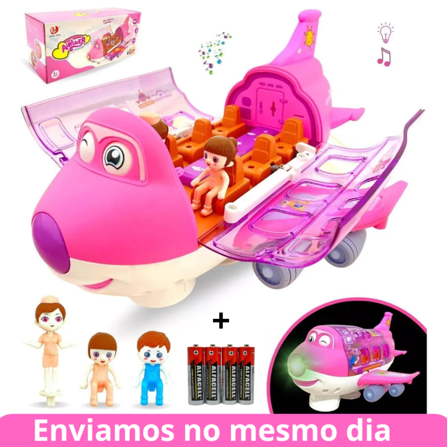 Avião Maluco Brinquedo infantil Giratorio Musical