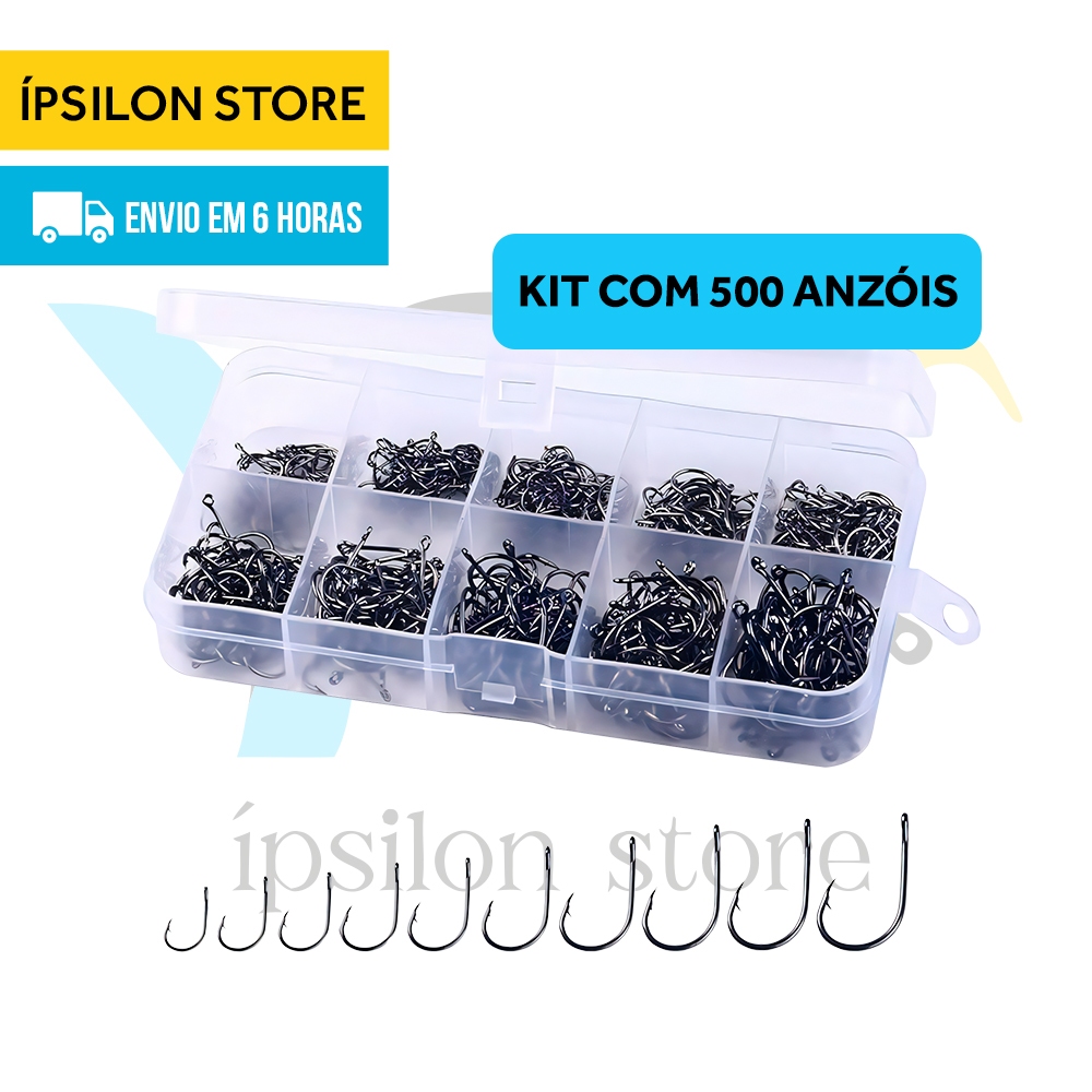 Kit Com 500 Anzóis De Pesca Chinu Nos Tamanhos 3 