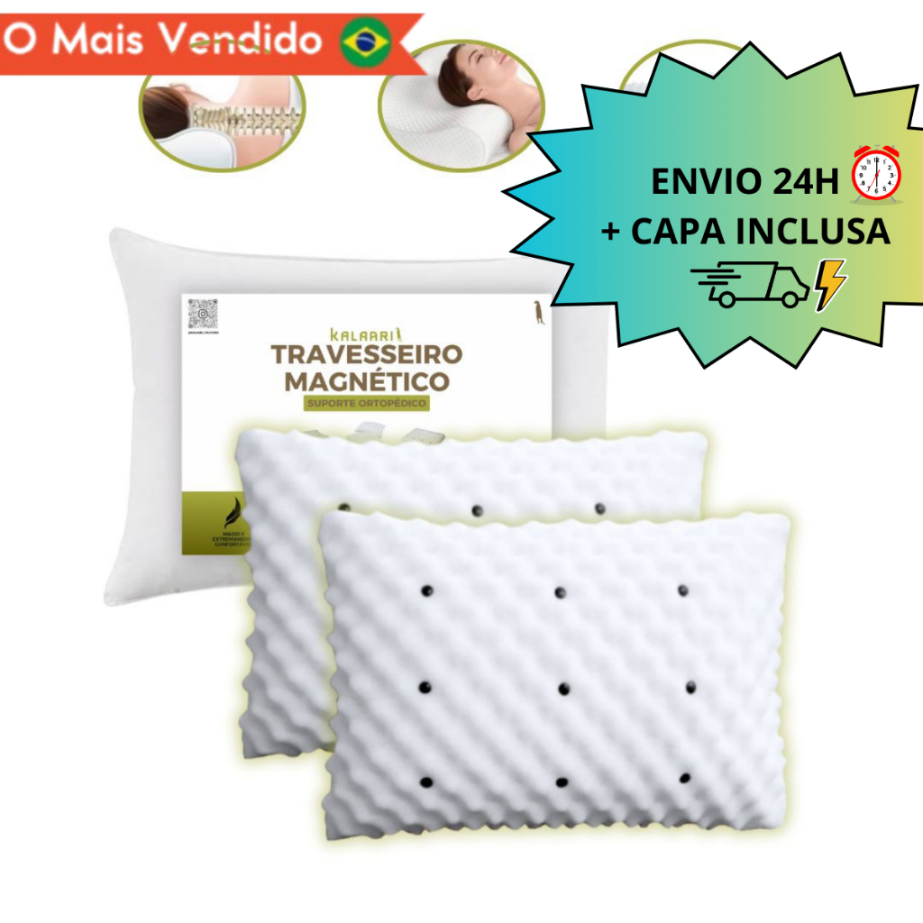 KIT 2 Travesseiros Magnético ALTO ORTOPEDICO Mass