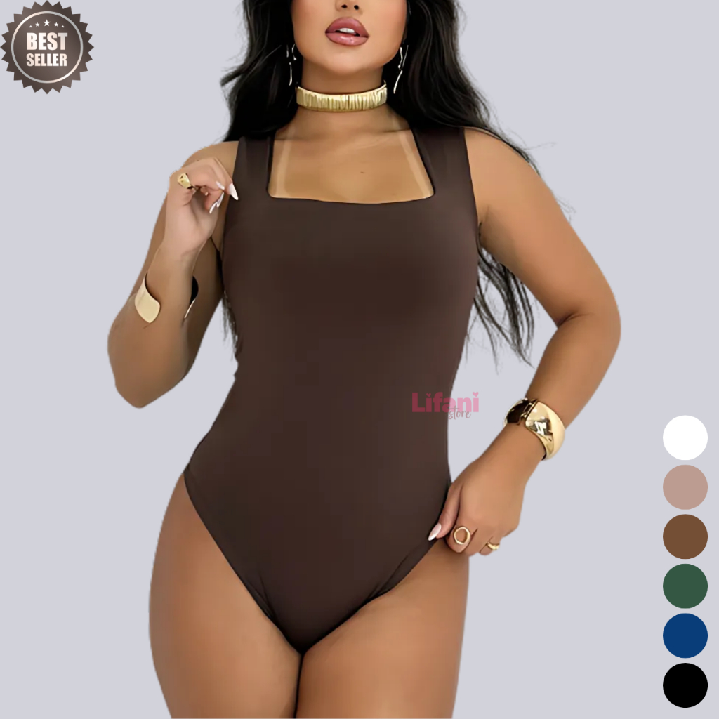 Body Feminino Decote Quadrado Alças Grossas Colla