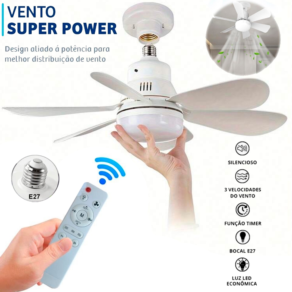Ventilador De Teto Wind Light Silencioso 3 Velocid