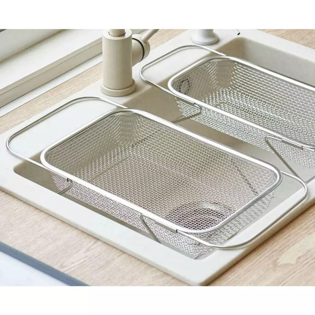 Escorredor de pia inox peneira Alça retrátil fru