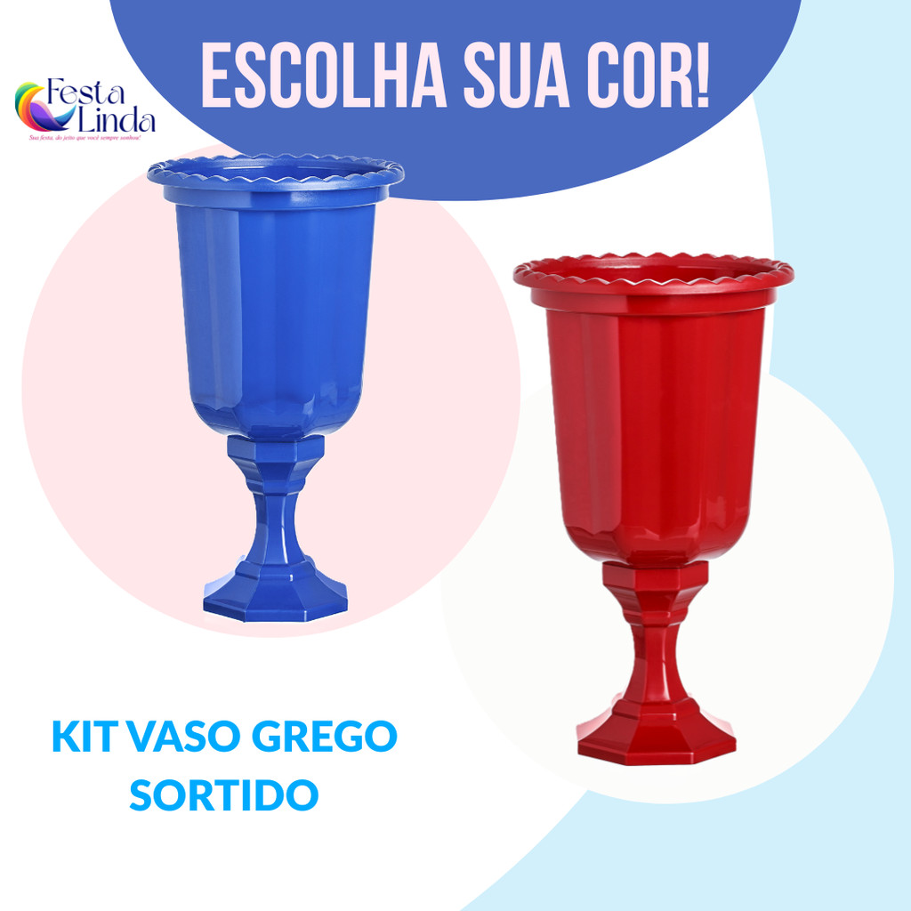 KIT SORTIDO 2 UNIDADES VASOS GREGO DECORATIVO LINH