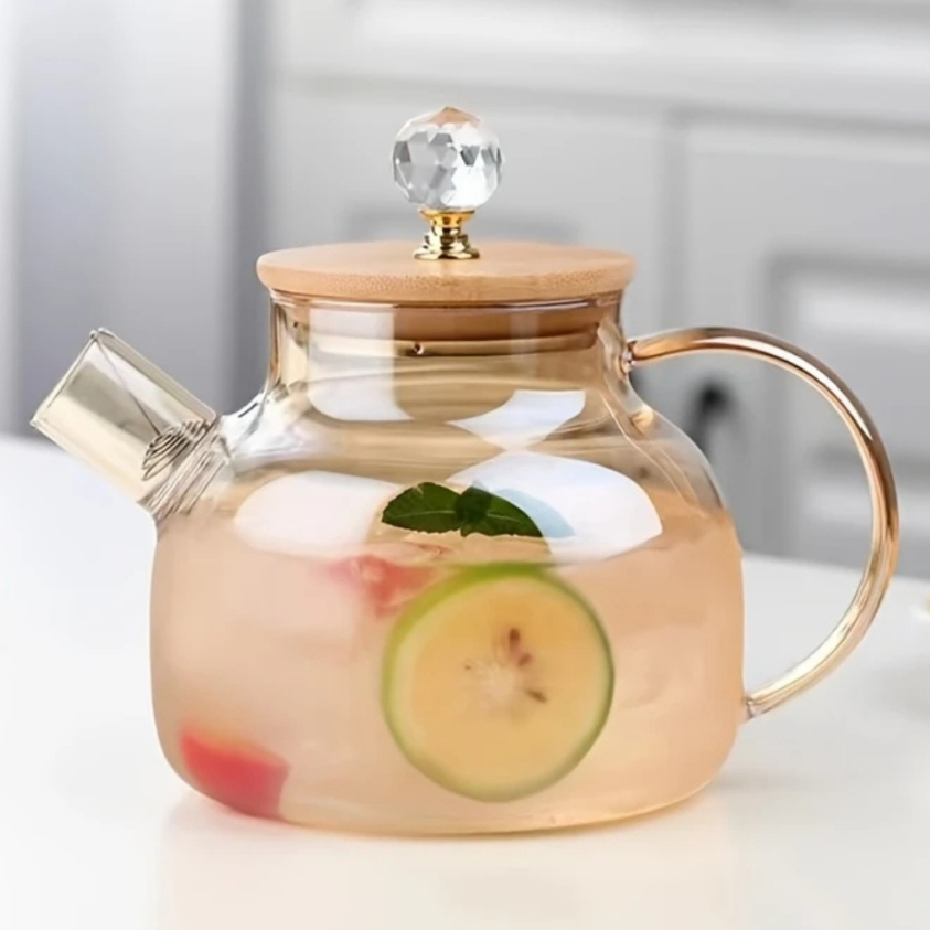 Bule Chaleira de Vidro Borossilicato Âmbar vai ao