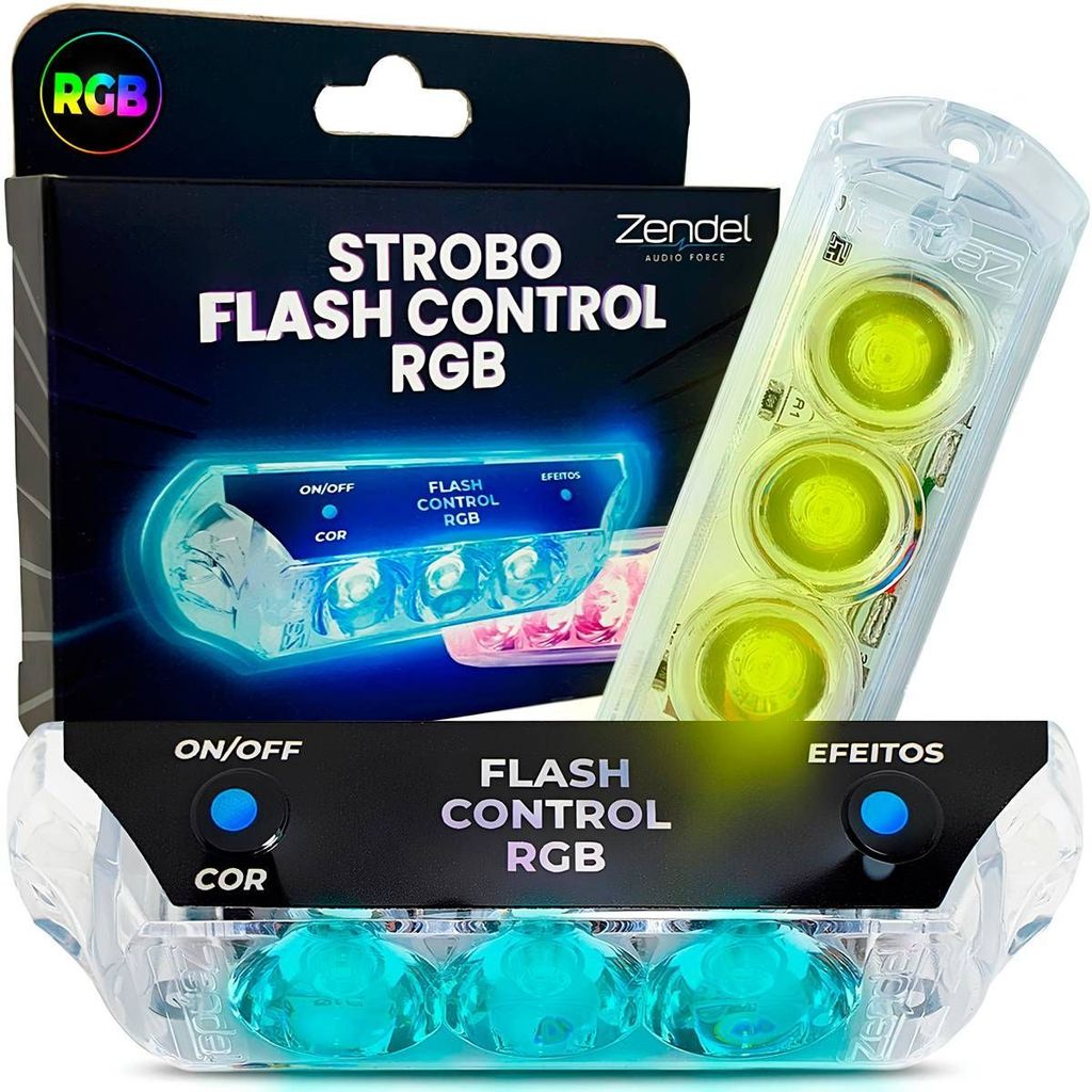 Kit 2 Strobos Flash Control RGB Com 8 Efeitos 7 Co