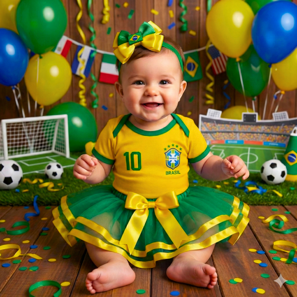 Body Bebê Brasil Copa Kit 3 Peças Feminino Body 