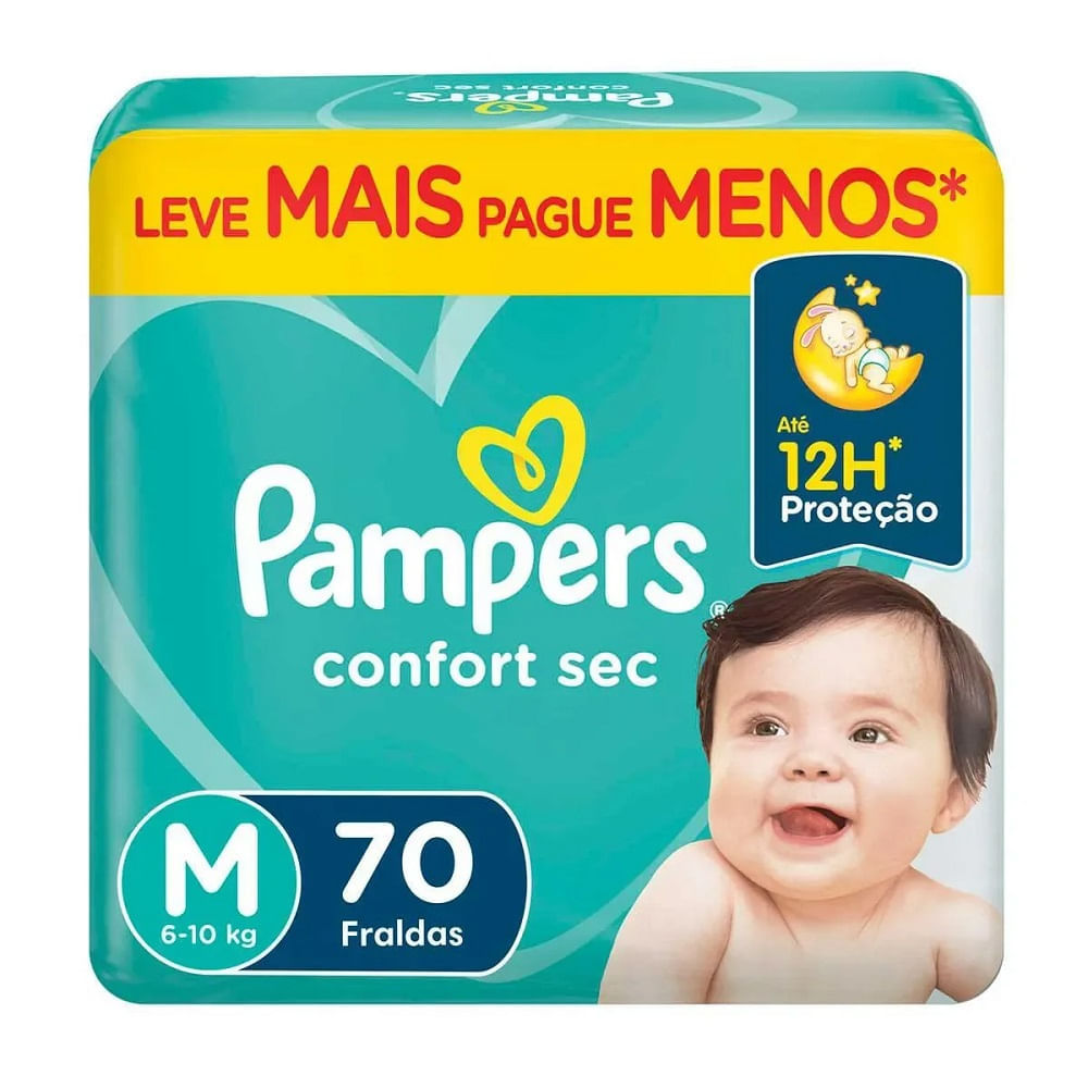 Fralda Descartável Pampers Confort Sec Super M 70