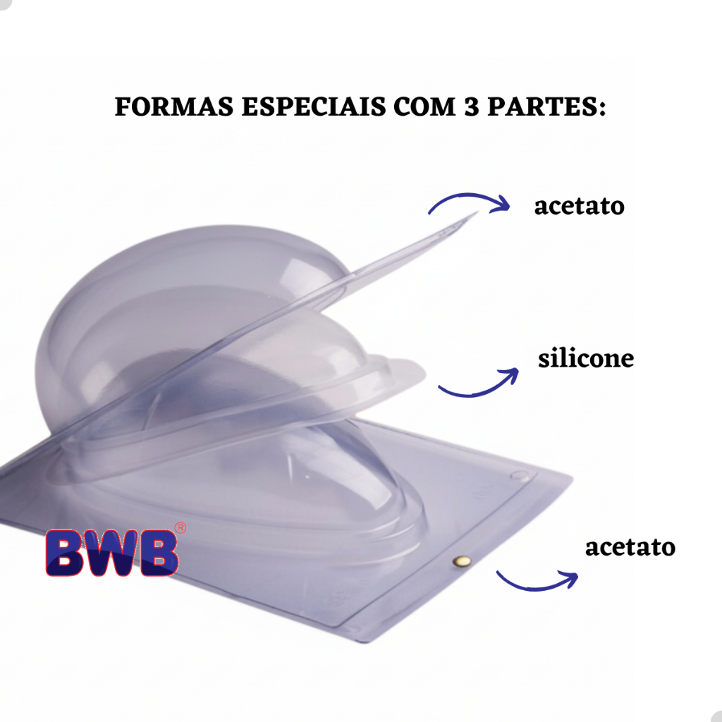 Forma Semiprofissional 3 cavidades Silicone Chocol