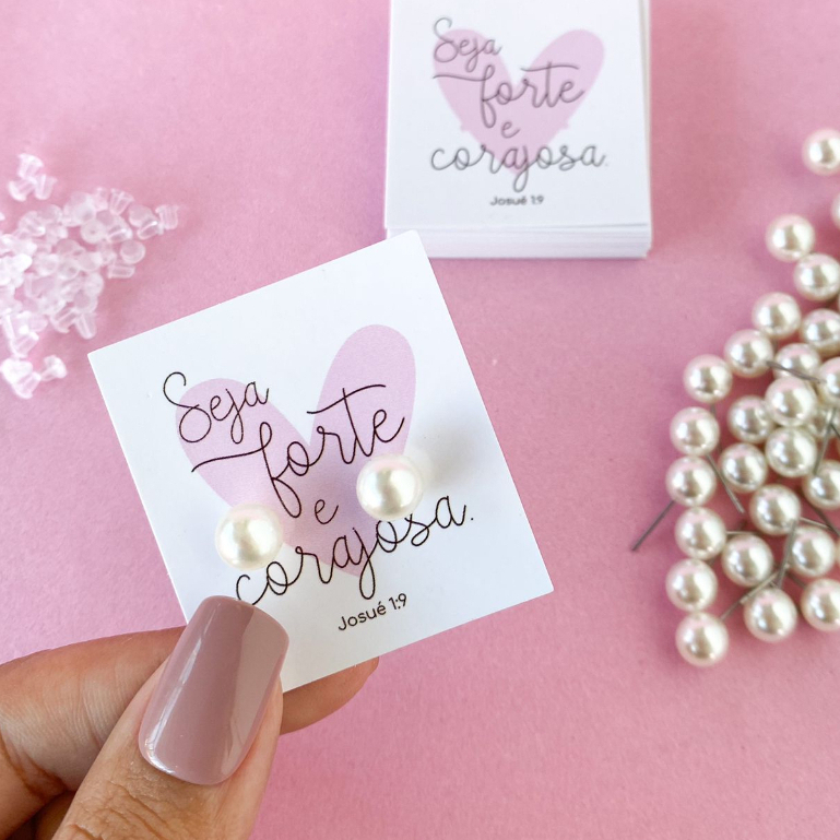 50 Pares de Brinco de Perola + tag Mimo para clien