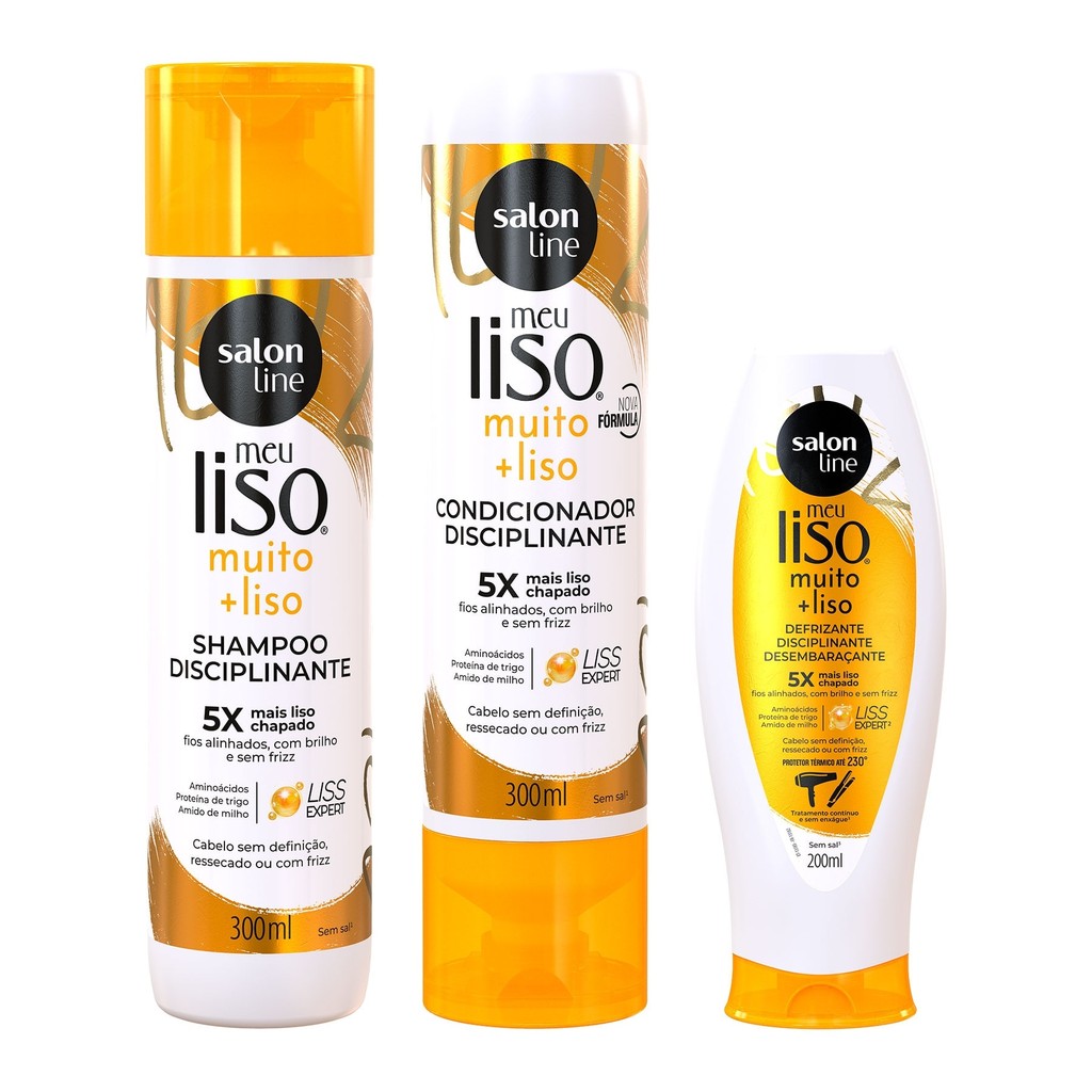 Kit com Shampoo + Condicionador + Defrizante Meu L