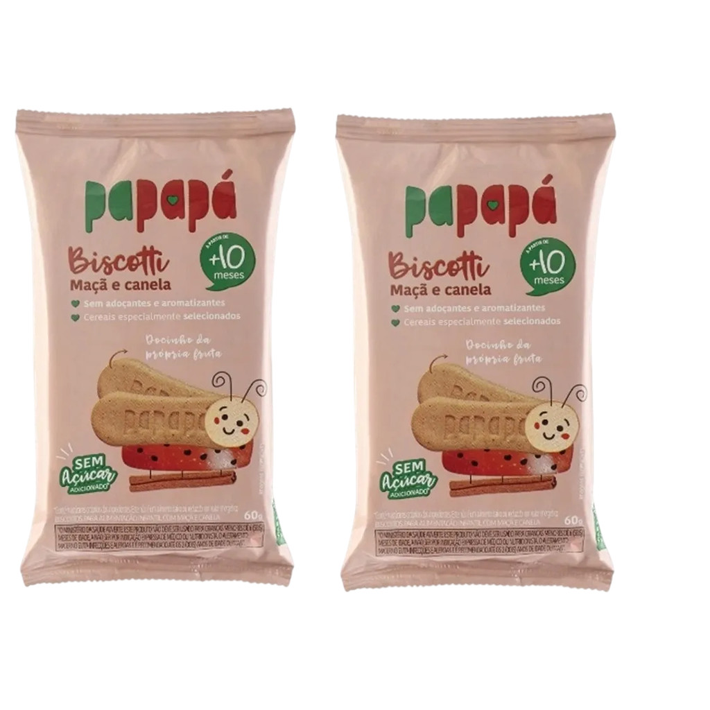Kit 2x Biscoito Infantil Biscotti Maçã E Canela 