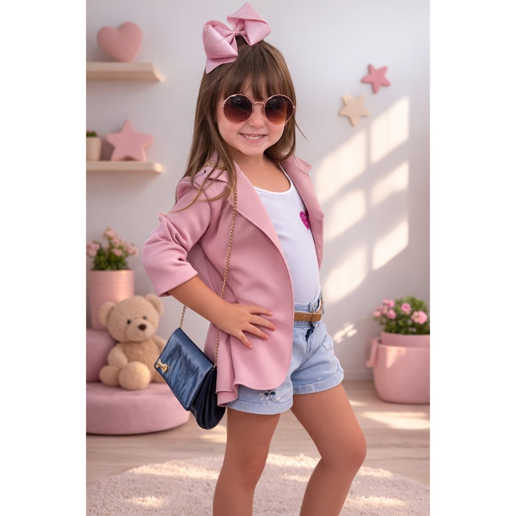 Blazer Social Infantil Menina Casaco Moda Formal E
