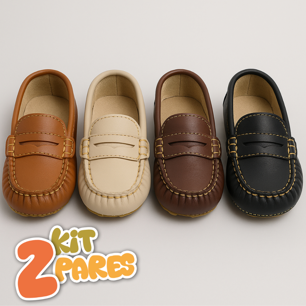Kit 2 Pares de Mocassim Gravata Sapato Infantil Ma