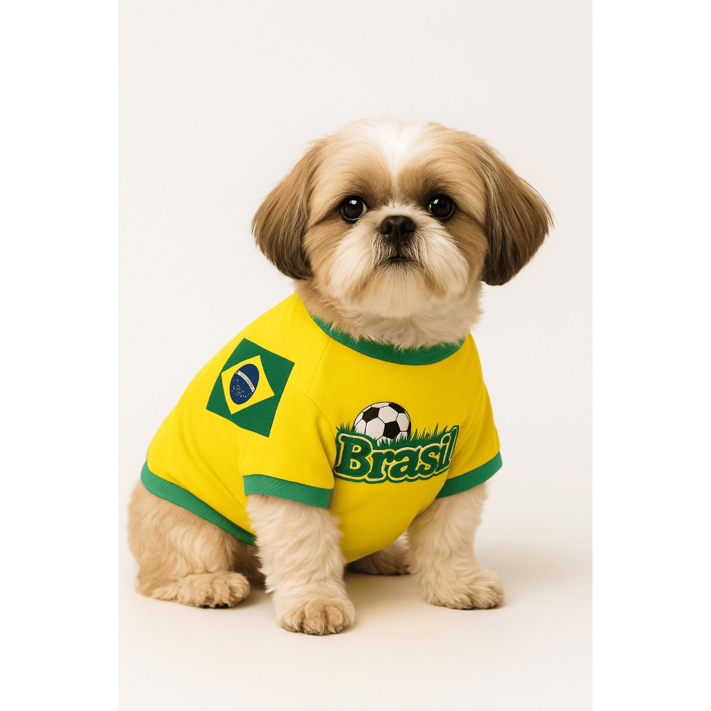 ROUPA PET NOVA BRASIL FUTEBOL COPA DO MUNDO FANTAS